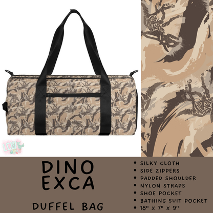 Batch #609 - Travel Collection 2 - Closes 11/6 - ETA early Jan - Dino Exca Duffel Bag