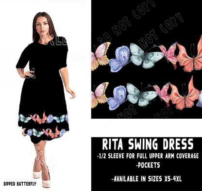 RITA SWING DRESS RUN-DIPPED BUTTERFLY