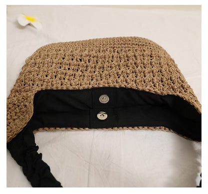 Ruffle Strap Woven Shoulder Bag