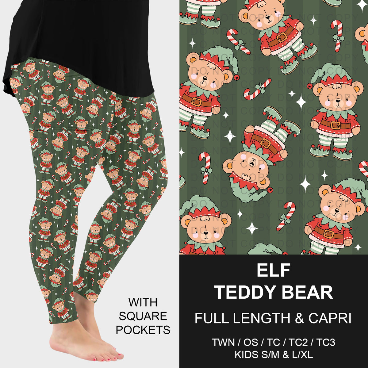 B313 - Preorder Elf Teddy Bear Leggings w/ Pockets (Closes 9/20. ETA: late Nov.)