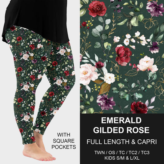 B277 - Preorder Emerald Gilded Rose Leggings w/ Pockets (Closes 3/08. ETA: mid May)