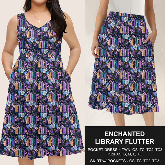 B285 - Preorder Enchanted Library Flutter Dress/Skirt with Pockets (Closes 4/15. ETA: mid June)