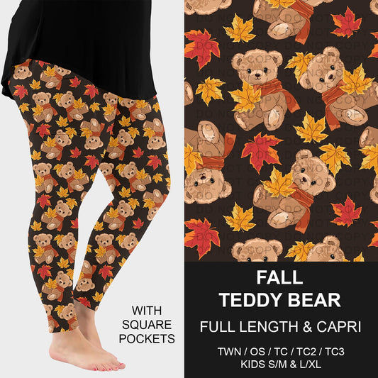 B299 - Preorder Fall Teddy Bear Leggings w/ Pockets (Closes 7/12. ETA: mid Sept.)