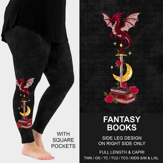 B287 - Preorder Fantasy Books Side Design Leggings w/ Pockets (Closes 4/26. ETA: late June)