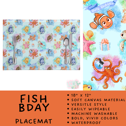 Batch #602 - Table Runners & Placemats - Closes 10/23 - ETA mid Dec - Fish Bday Placemat