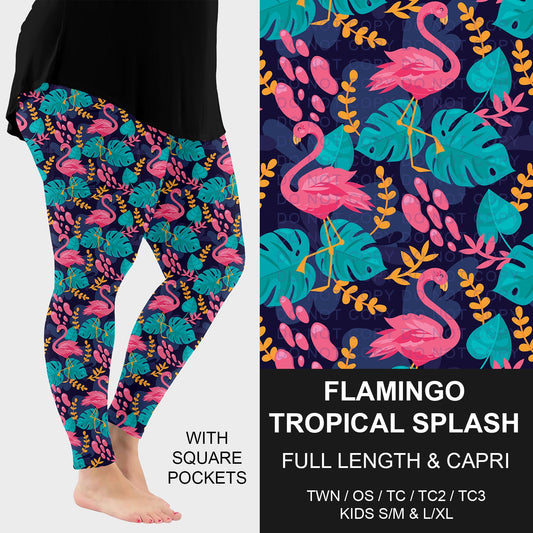 B298 - Preorder Flamingo Tropical Splash Leggings w/ Pockets (Closes 7/05. ETA: early Sept.)