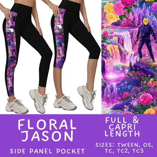 Batch #568 - Halloween Spooky Sets 3 - Closes 8/12 - ETA early October - Floral Jason Pattern Side Pocket Capris & Leggings