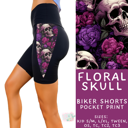Batch #547 - Set in Style Collection - Closes 6/24 - ETA late August - Floral Skull Pocket Print Biker Short