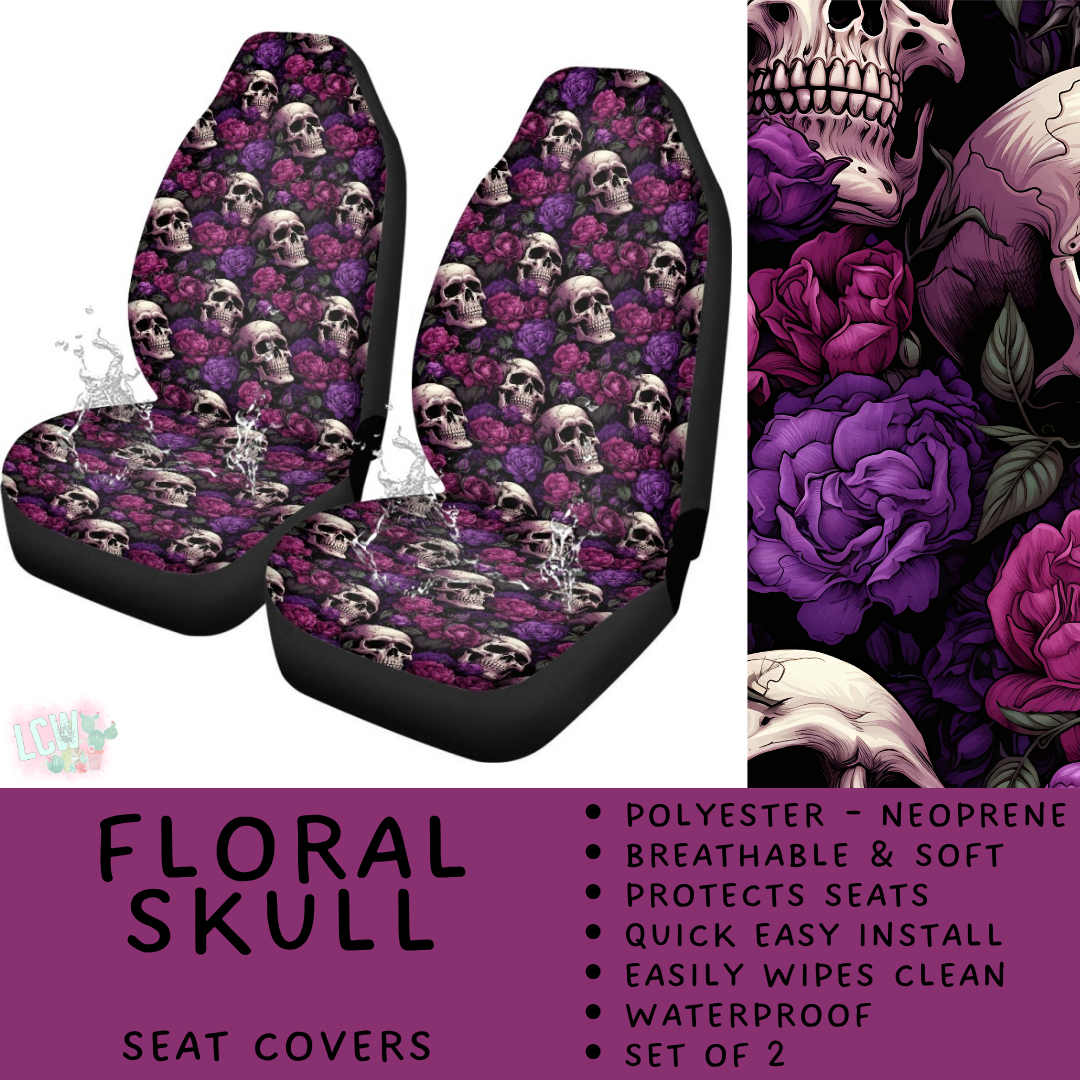 Batch #554 - Car Accessories 3 - Closes 7/10 - ETA early/mid Sept - Floral Skull Vehicle Seat Covers