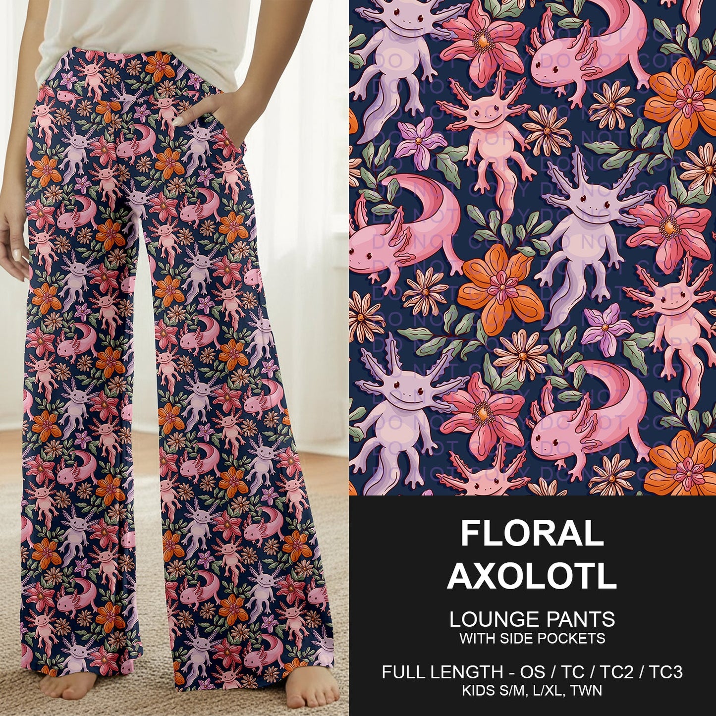 B265 - Preorder Floral Axolotl Lounge Pants (Closes 12/14. ETA mid Feb.)