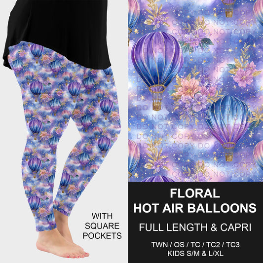 B282 - Preorder Floral Hot Air Balloons Leggings w/ Pockets (Closes 3/29. ETA: early June)