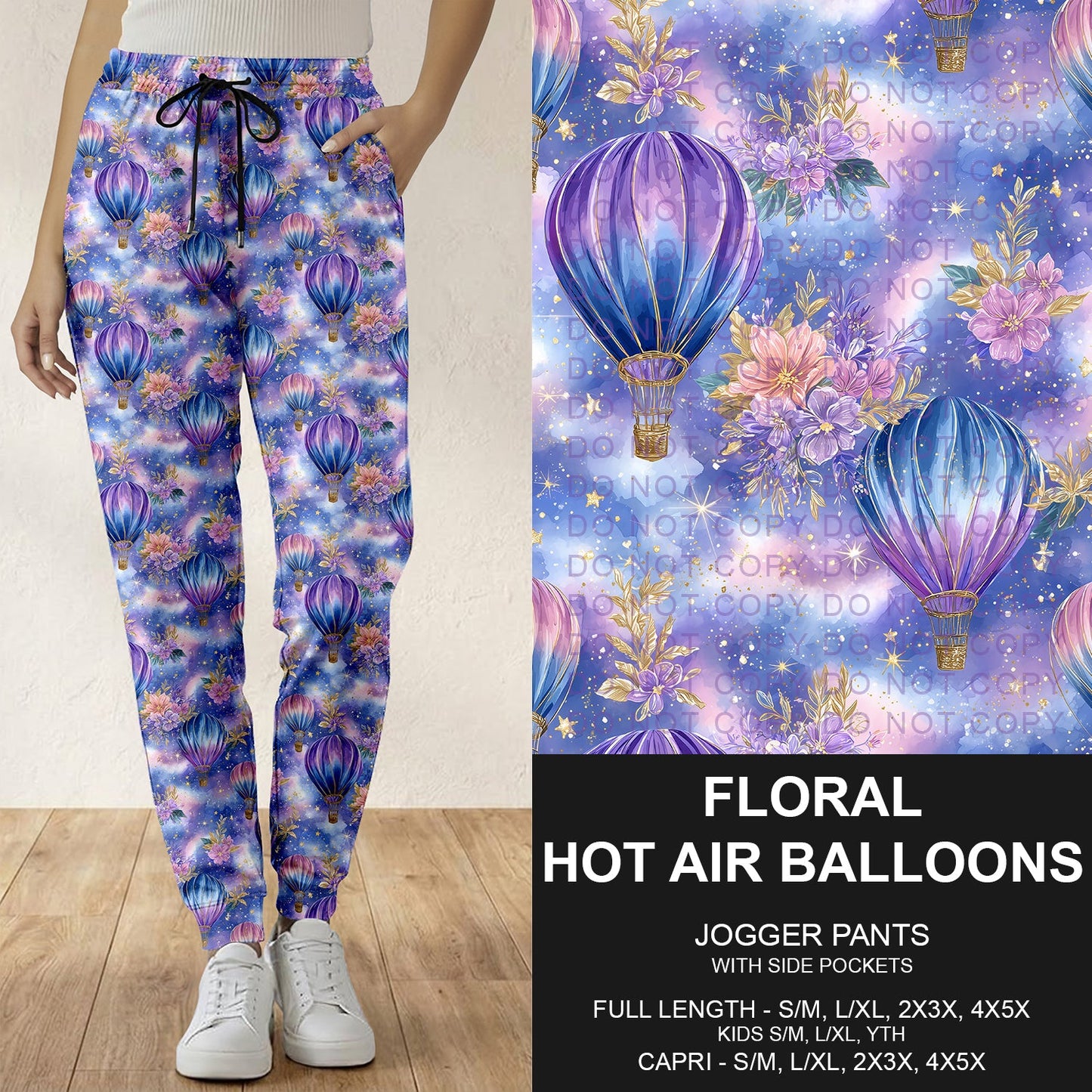 B282 - Preorder Floral Hot Air Balloons Joggers (Closes 3/29. ETA: early June)