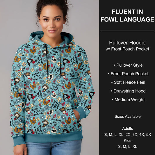 B266 - Preorder Fluent in Fowl Language Pullover Hoodie (Closes 12/17. ETA late Feb.)