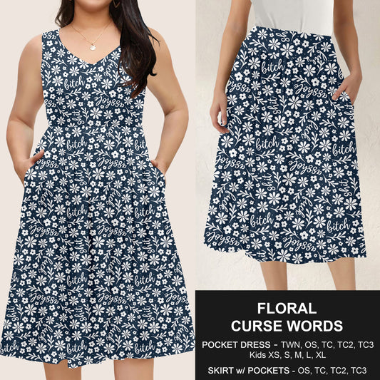 B285 - Preorder Floral Curse Words Dress/Skirt with Pockets (Closes 4/15. ETA: mid June)