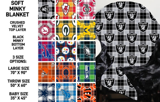 FTBP - Football Plaid Minky Blanket - Preorder Due 9/30 ETA: Mid-Nov