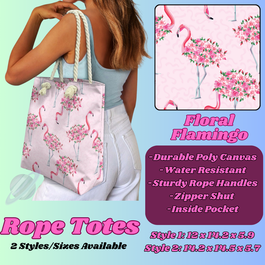 FLORAL FLAMINGO-ROPE TOTE PREORDER CLOSING 5/6