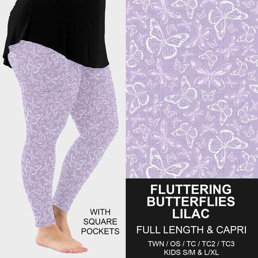 B290 - Preorder Fluttering Butterflies Lilac Leggings w/ Pockets (Closes 5/13. ETA: late July)