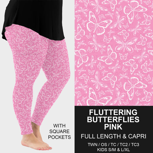 B290 - Preorder Fluttering Butterflies Pink Leggings w/ Pockets (Closes 5/13. ETA: late July)