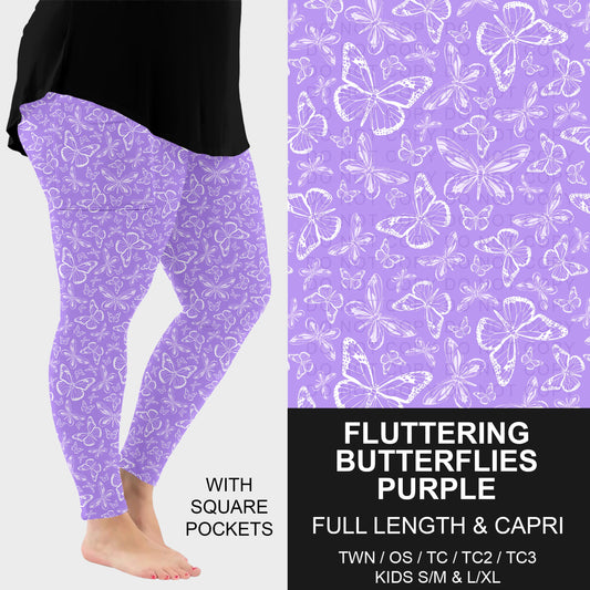B290 - Preorder Fluttering Butterflies Purple Leggings w/ Pockets (Closes 5/13. ETA: late July)