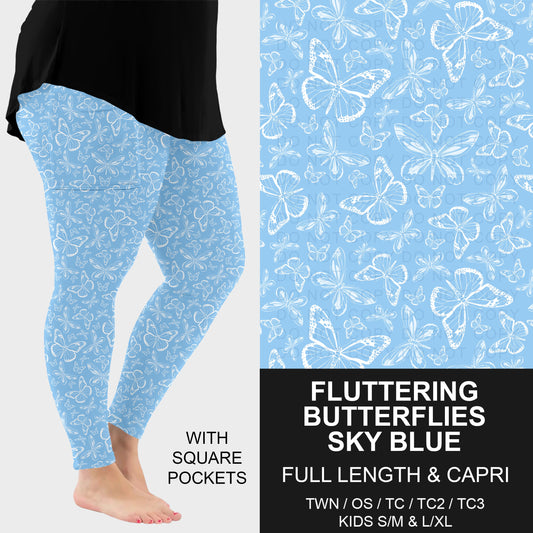 B290 - Preorder Fluttering Butterflies Sky Blue Leggings w/ Pockets (Closes 5/13. ETA: late July)