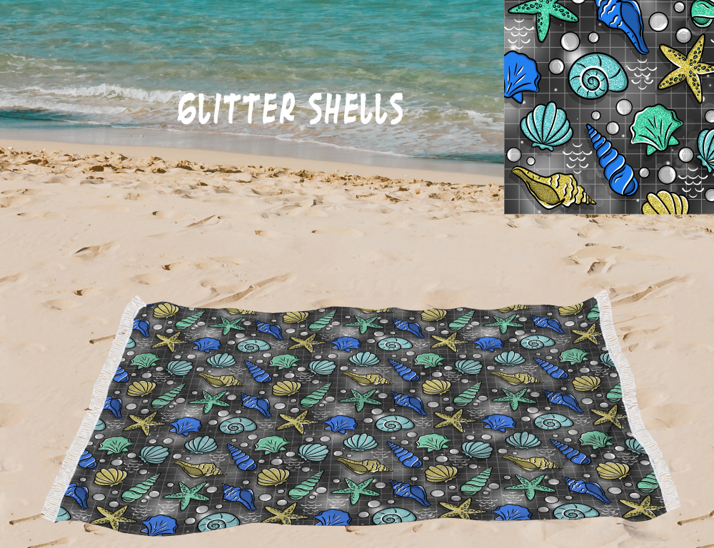 Glitter Shells-OVERSIZED BEACH TOWEL 6-PREORDER CLOSING 3/20