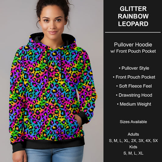 B266 - Preorder Glitter Rainbow Leopard Pullover Hoodie (Closes 12/17. ETA late Feb.)
