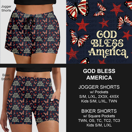 B284 - Preorder God Bless America Jogger/Biker Shorts (Closes 4/12. ETA: early June)