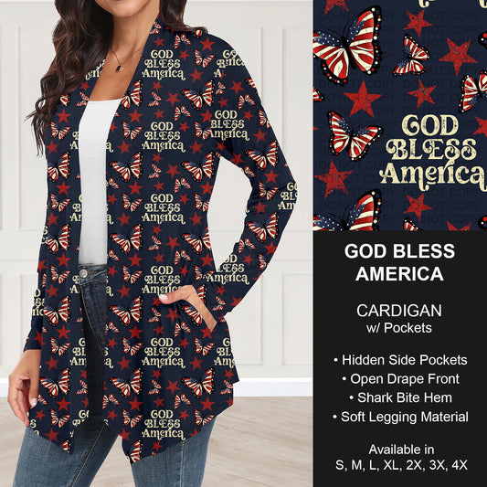 B284 - Preorder God Bless America Cardigan w/ Pockets (Closes 4/12. ETA: early June)