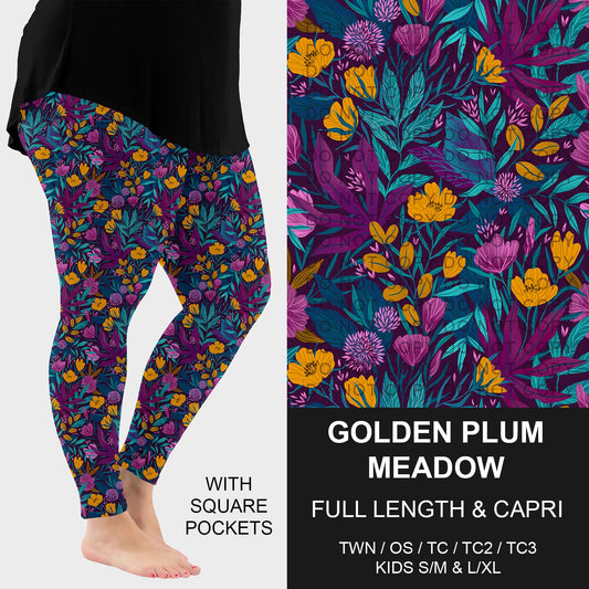 B291 - Preorder Golden Plum Meadow Leggings w/ Pockets (Closes 5/17. ETA: late July)