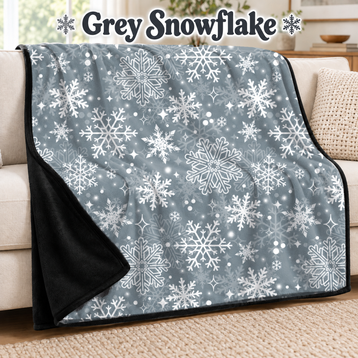 Grey Snowflake-Soft Throw Blanket 14 Run-Due 9/28