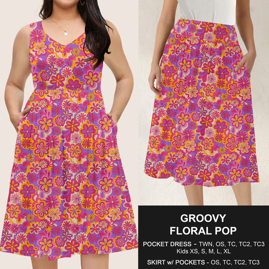 B285 - Preorder Groovy Floral Pop Dress/Skirt with Pockets (Closes 4/15. ETA: mid June)