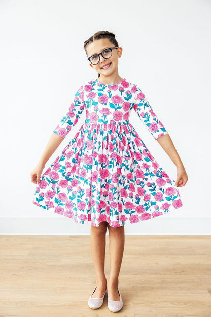 Garden Glow 3/4 Sleeve Pocket Twirl Dress