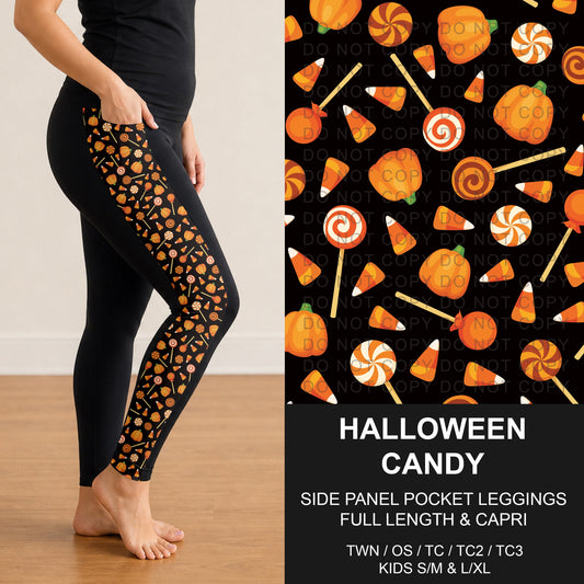 B307 - Preorder Halloween Candy Side Panel Pocket Leggings (Closes 8/02. ETA: early Oct.)