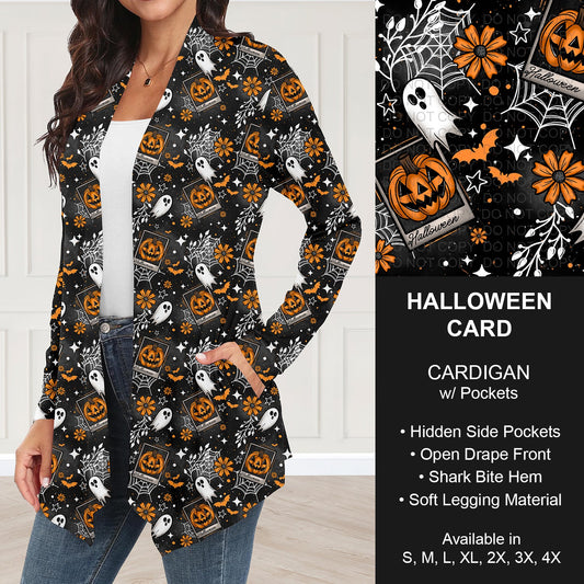 B295 - Preorder Halloween Card Cardigan w/ Pockets (Closes 6/14. ETA: late Aug.)