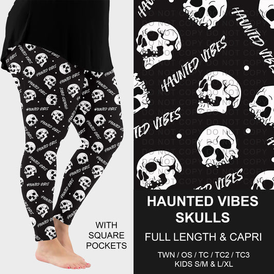B307 - Preorder Haunted Vibes Skulls Leggings w/ Pockets (Closes 8/02. ETA: early Oct.)