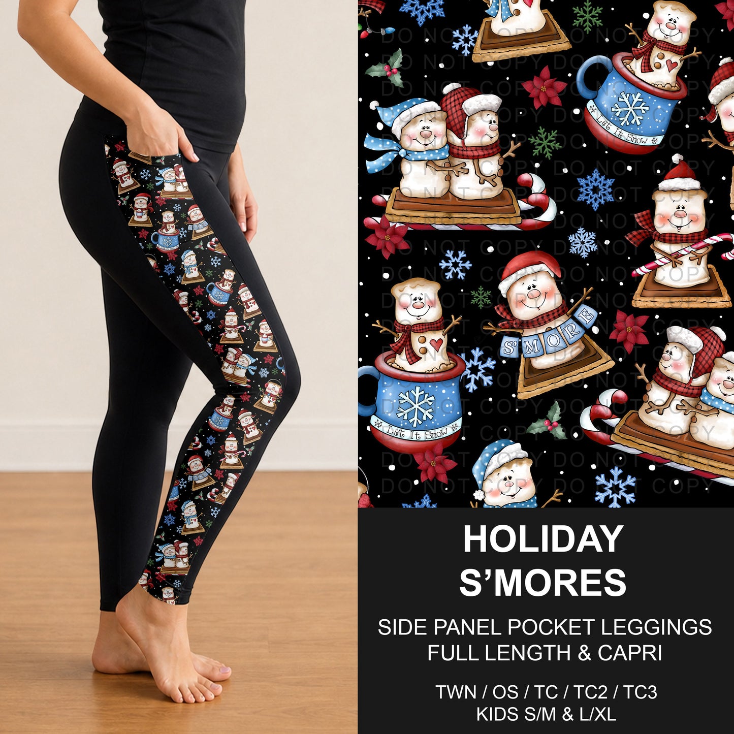 B303 - Preorder Holiday S'mores Side Panel Pocket Leggings (Closes 7/26. ETA: early Oct.)