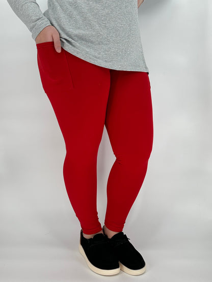 Ruby Red Leggings/Capri w/ Pockets