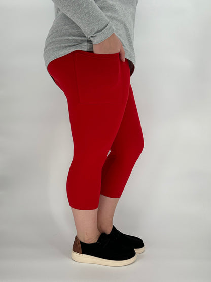 Ruby Red Leggings/Capri w/ Pockets