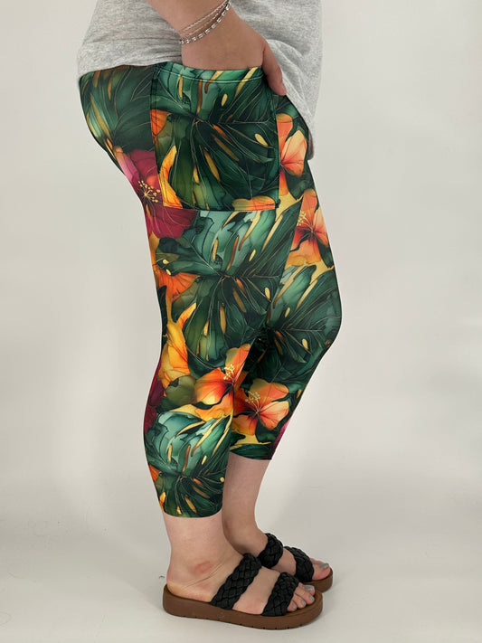 Tropical Vibes Capri w/ Pockets