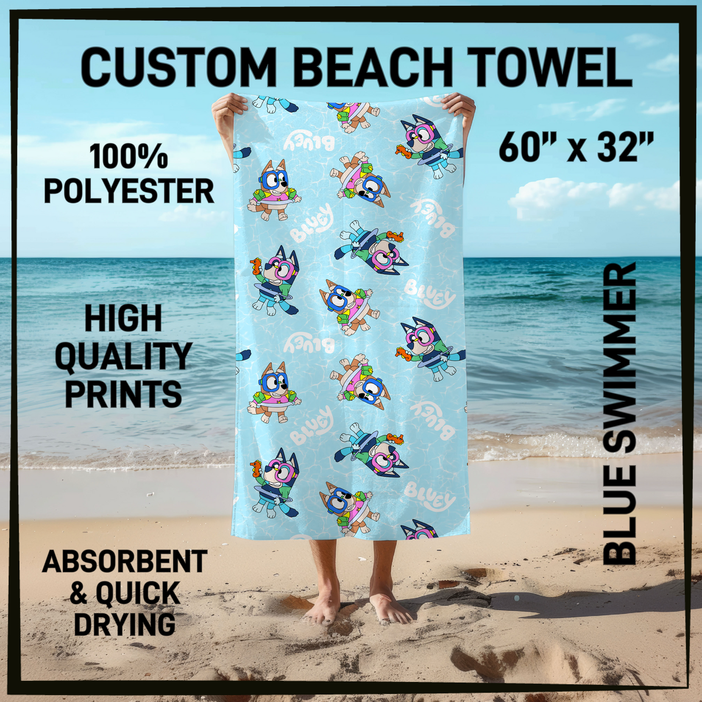 B9TW - Blue Swimmer Beach Towel - Preorder Closing 6/2 ETA: Early August