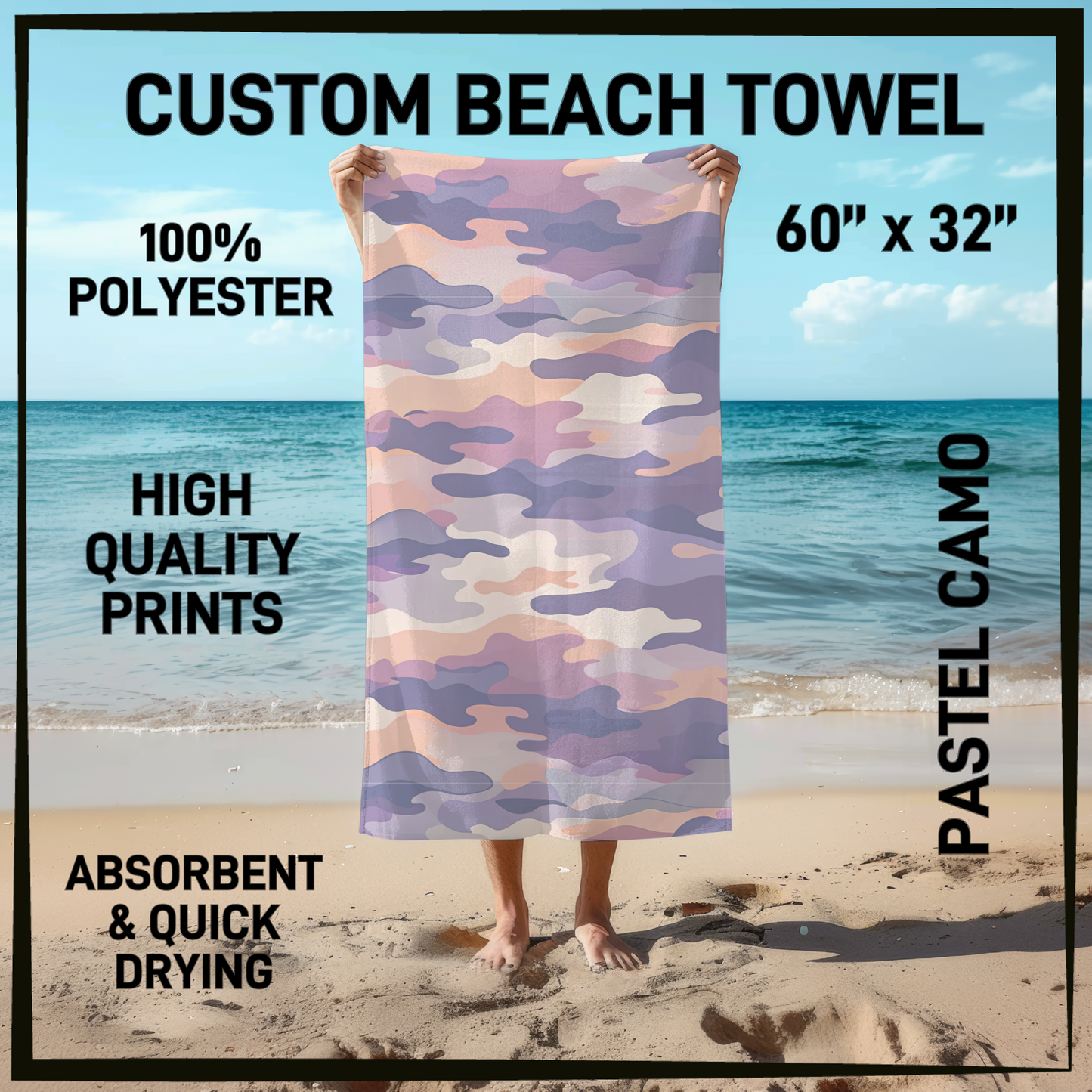 B9TW - Pastel Camo Beach Towel - Preorder Closing 6/2 ETA: Early August