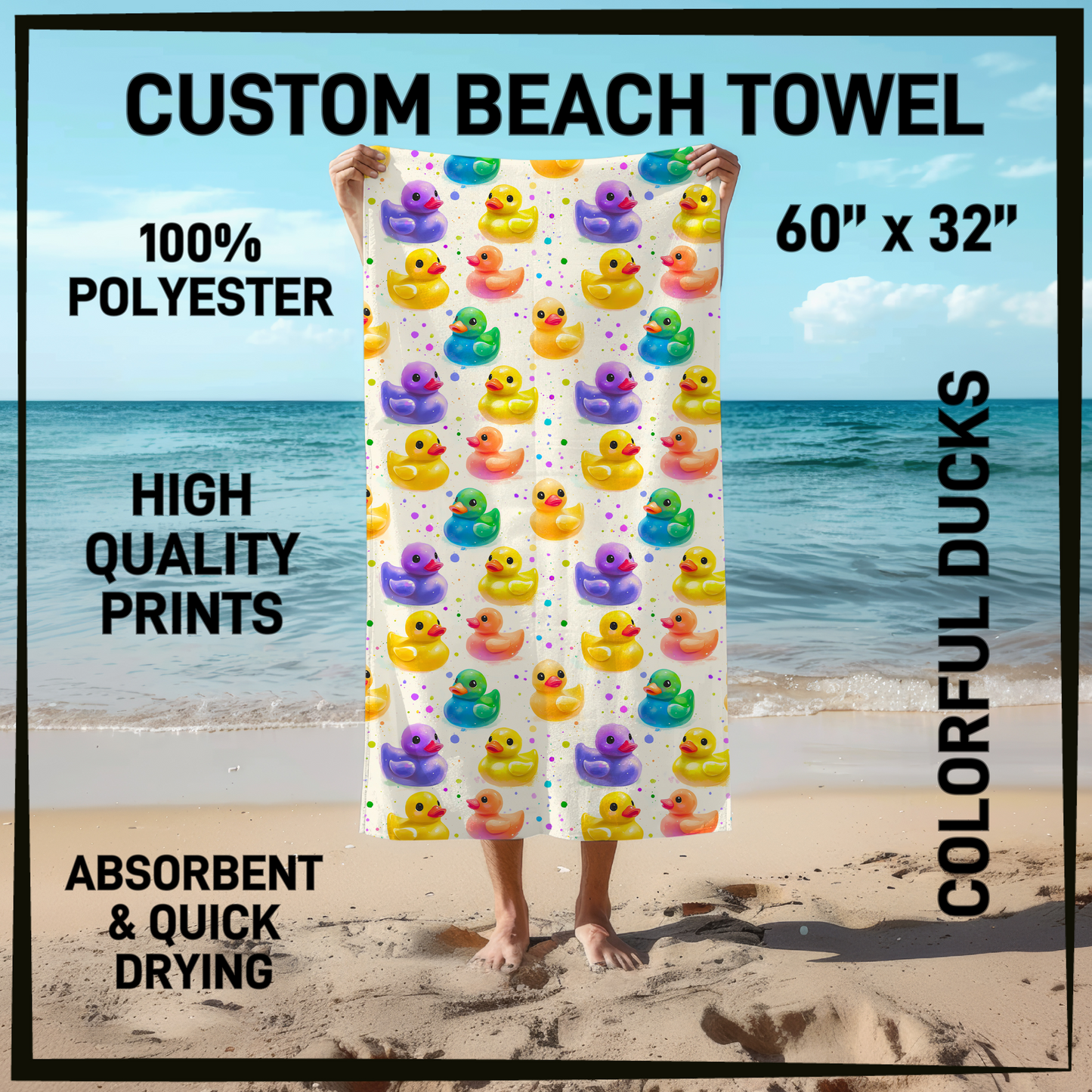 B9TW - Colorful Ducks Beach Towel - Preorder Closing 6/2 ETA: Early August