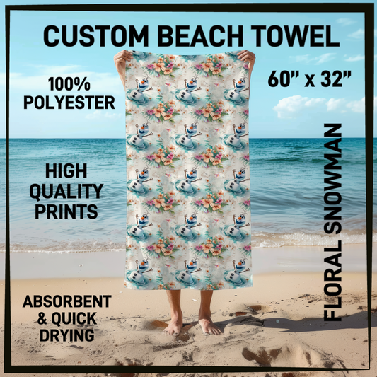 B9TW - Floral Snowman Beach Towel - Preorder Closing 6/2 ETA: Early August