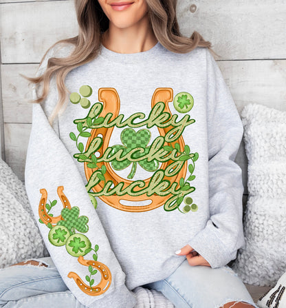 LUCKY SWEATSHIRT W/ SLEEVE PRINT