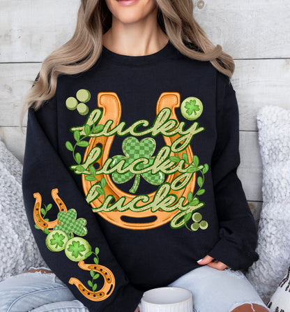 LUCKY SWEATSHIRT W/ SLEEVE PRINT