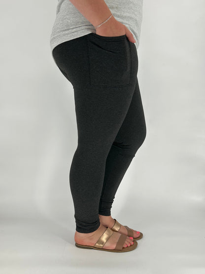 Black Heathered Fleece Leggings w/ Pockets