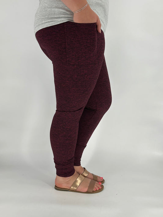 Maroon Fleece Leggings w/ Pockets