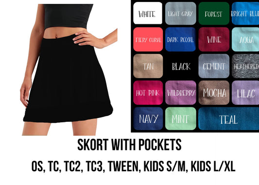 S6LC - (Adult) Solid Color Skort with Pockets - Preorder Closing 1/4 ETA: Early March