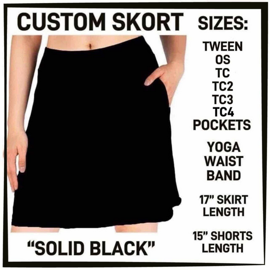 B9BH - Solid Black Skort with Pockets - Preorder Closing 2/17 ETA: Late April