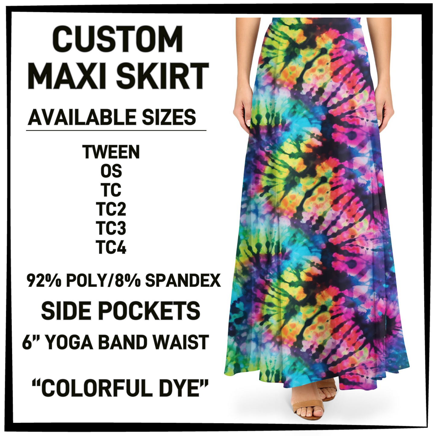 MX3K - Colorful Dye Maxi Skirt with Pockets - Preorder Closing 2/24 ETA: Late April